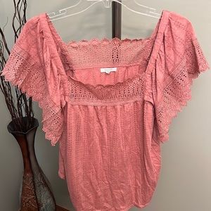 Maurices pink shirt.